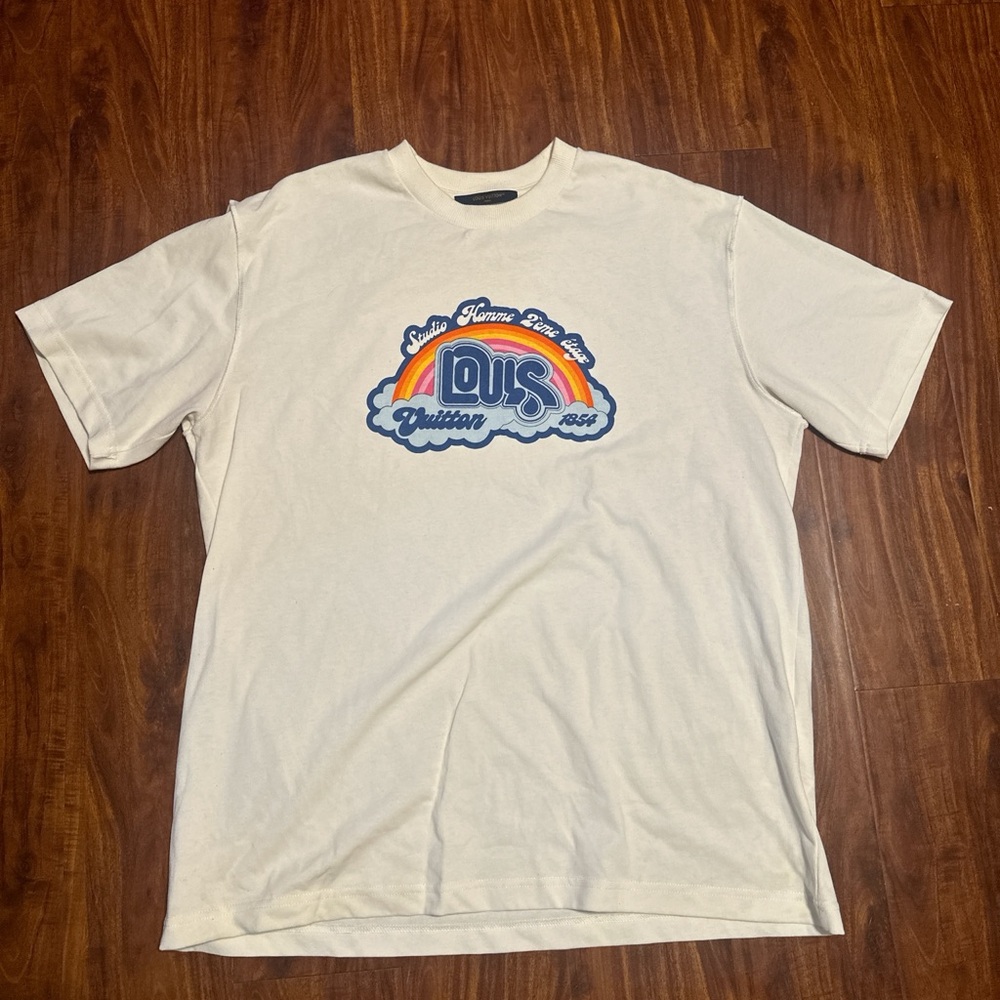 Louis Vuitton Cream Tee with Colorful Graphic